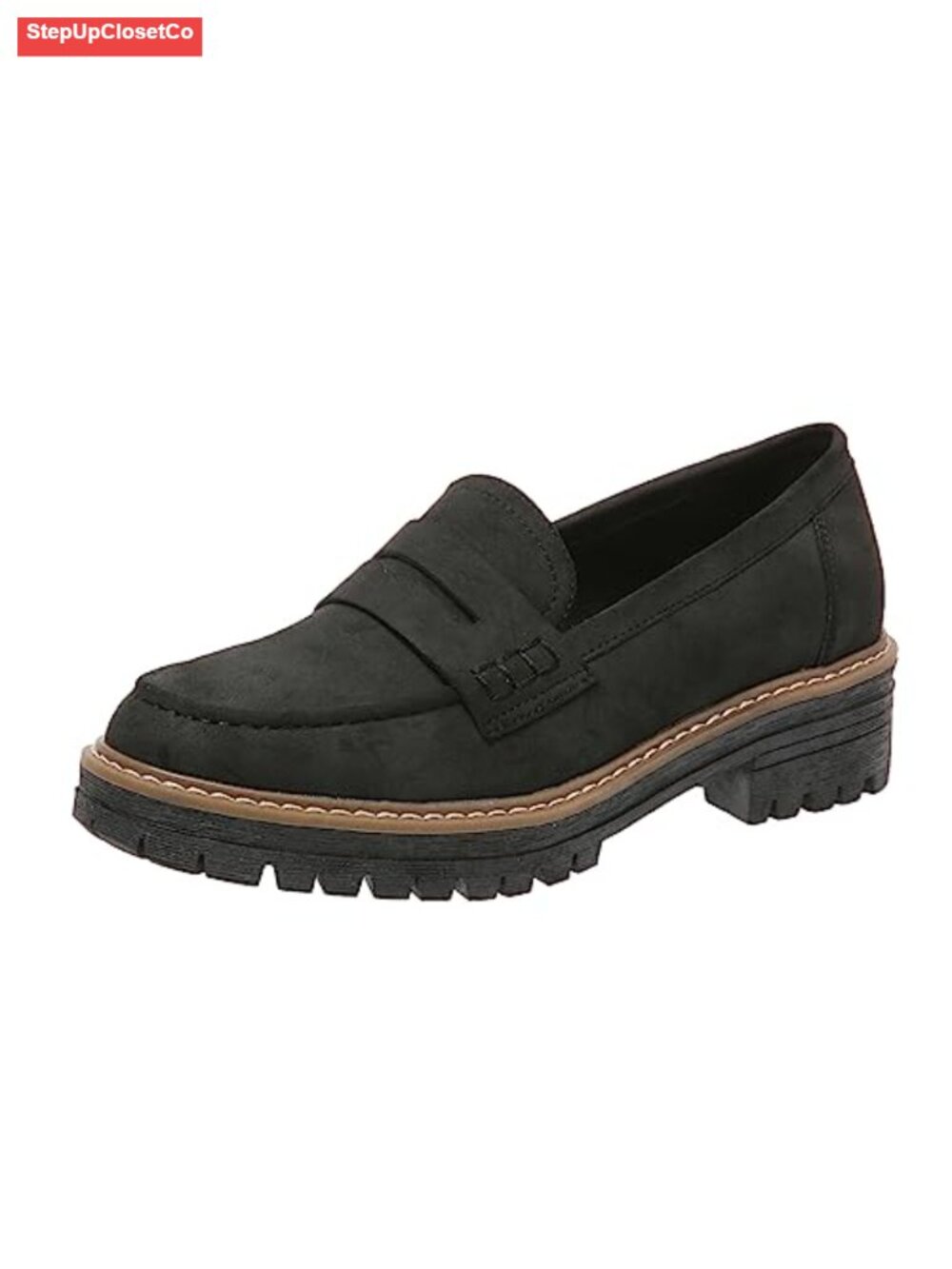 Suede Platform Chunky Penny Loafers Slip On Business Casual Women's Shoes